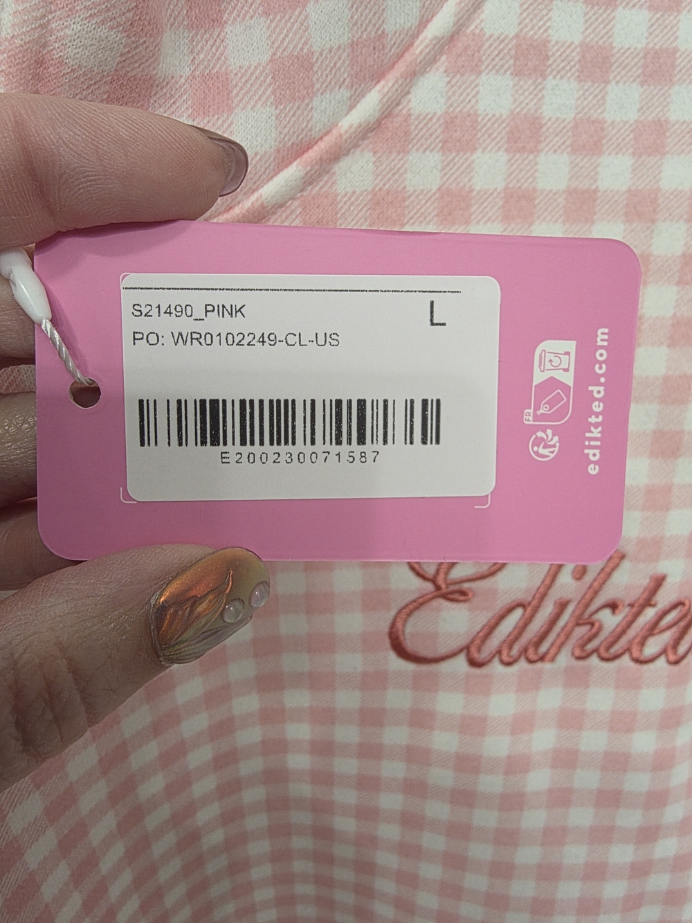 Edikted Women's Oversized Gingham Hoodie Size L - Picture 4 of 8